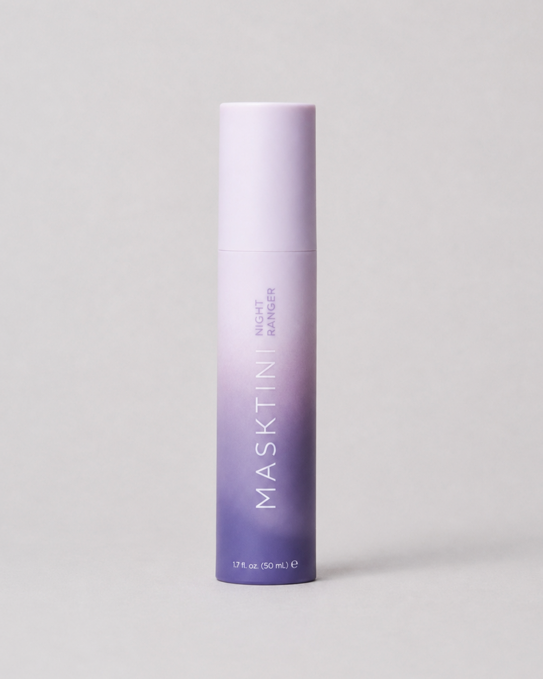 Purple cylindrical container with 'MASKIN' Night Ranger branding on a light gray background